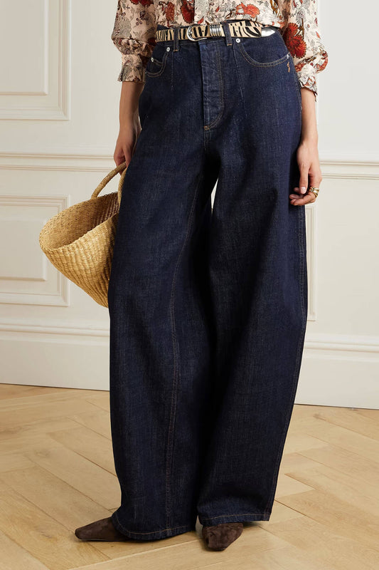 Unique High-Waisted Pleated Straight Leg Jeans