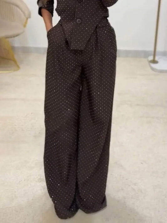 Chic Commute High-Waist Sequin Pocket Pants
