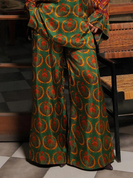 Unique Satin Bold Ethnic Print Loose Shirt