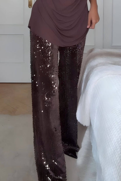 Unique Ruched Drop-Shoulder Long Sleeve Top