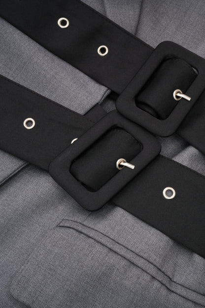 Eairein Belte Waist Blazer - Grey