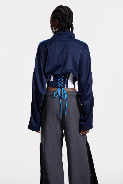 Edelgard Lace Up Corset Top In Blue