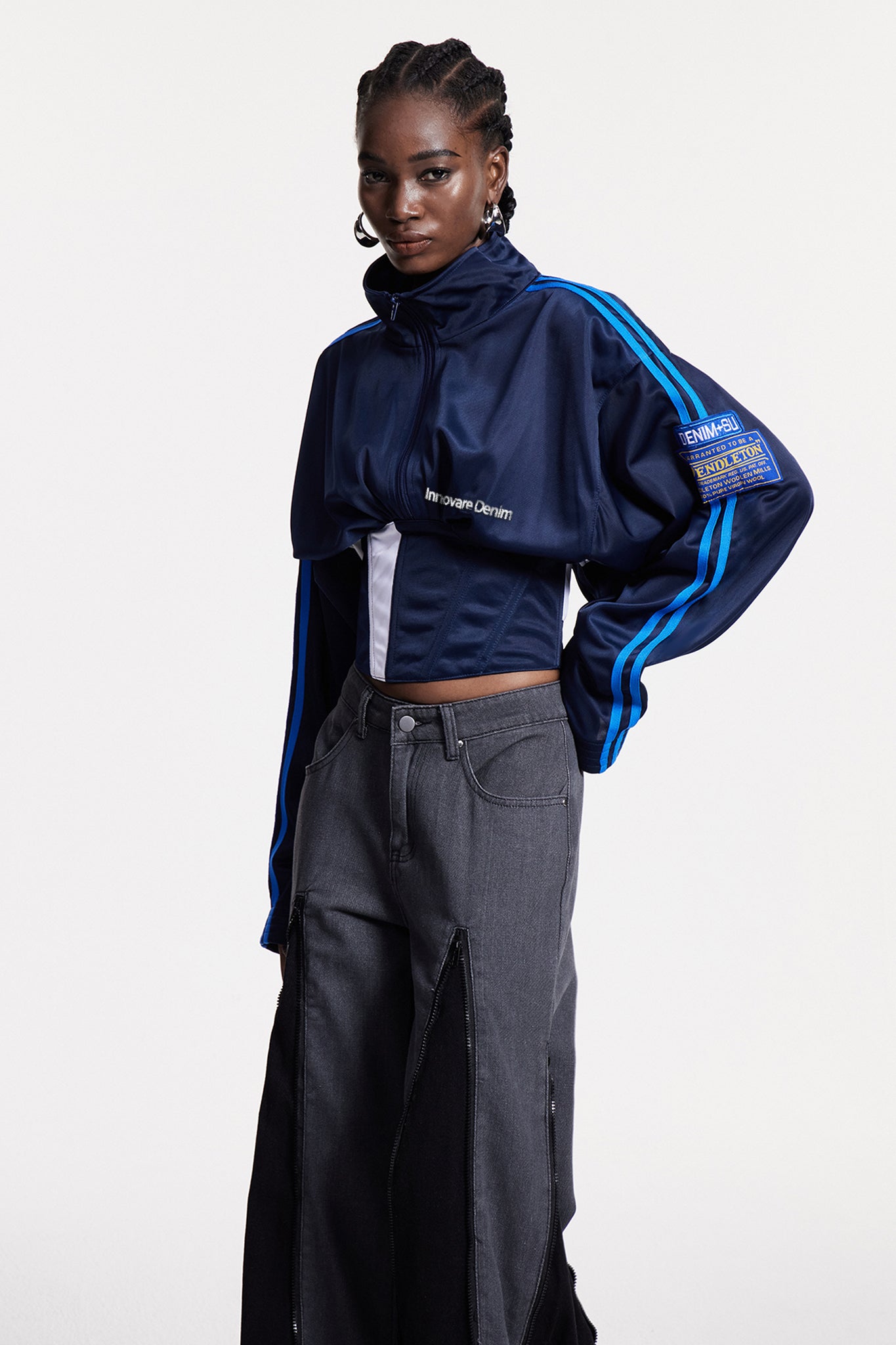 Edelgard Lace Up Corset Top In Blue