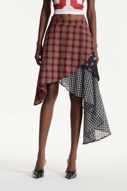 Edoardo Grid Deconstruct Midi Skirt