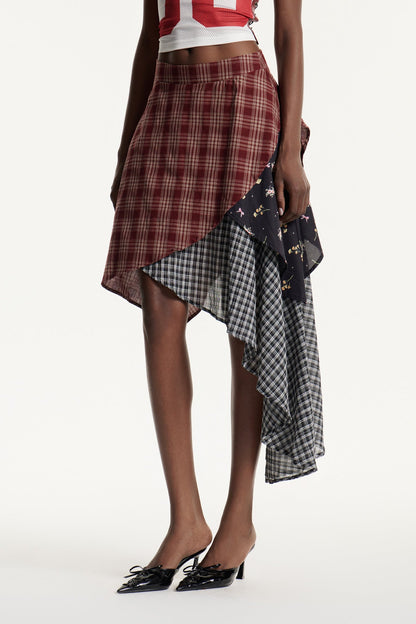 Edoardo Grid Deconstruct Midi Skirt