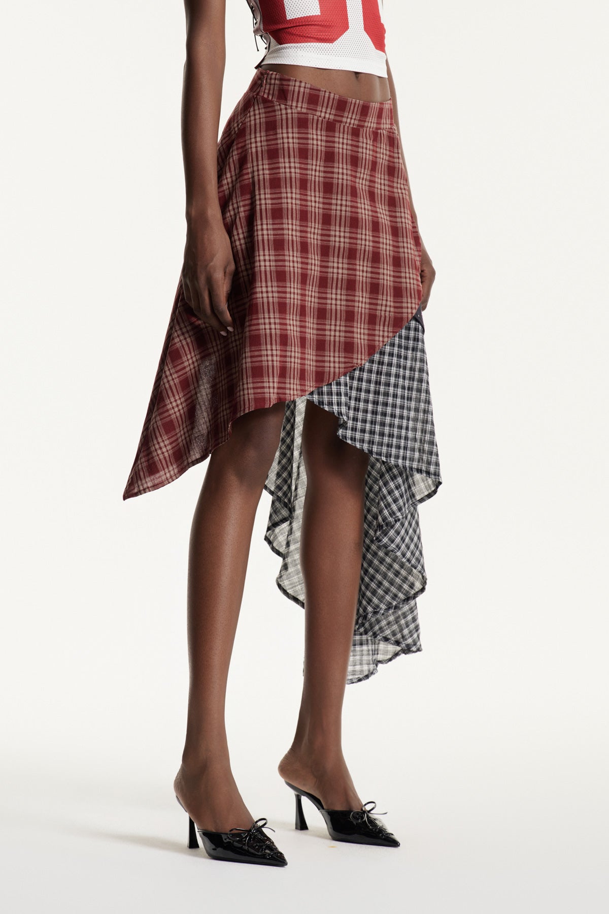 Edoardo Grid Deconstruct Midi Skirt