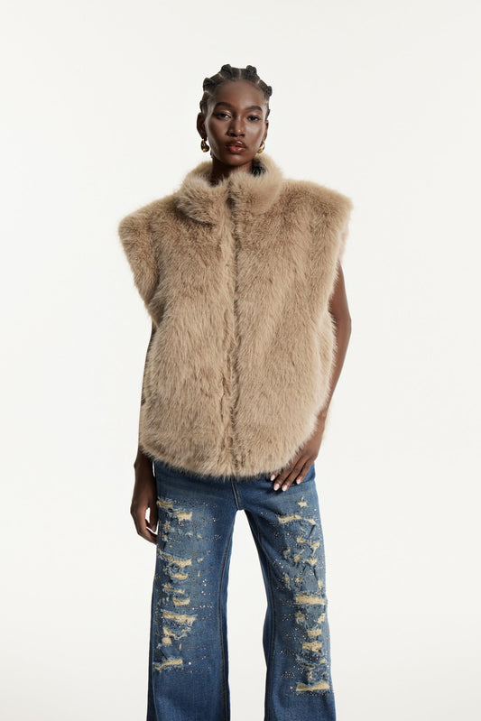 Edwina Faux Fur Grid Vest