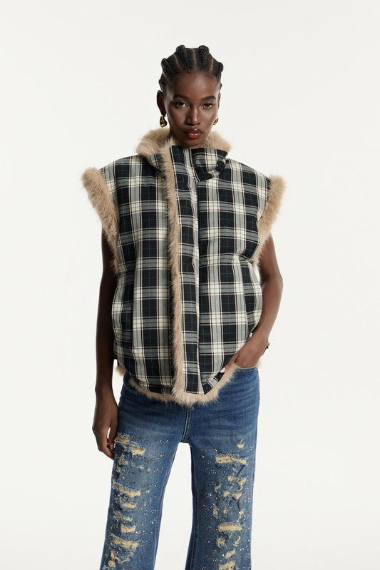 Edwina Faux Fur Grid Vest