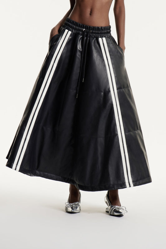 Eeva Stripe Leather Maxi Skirt