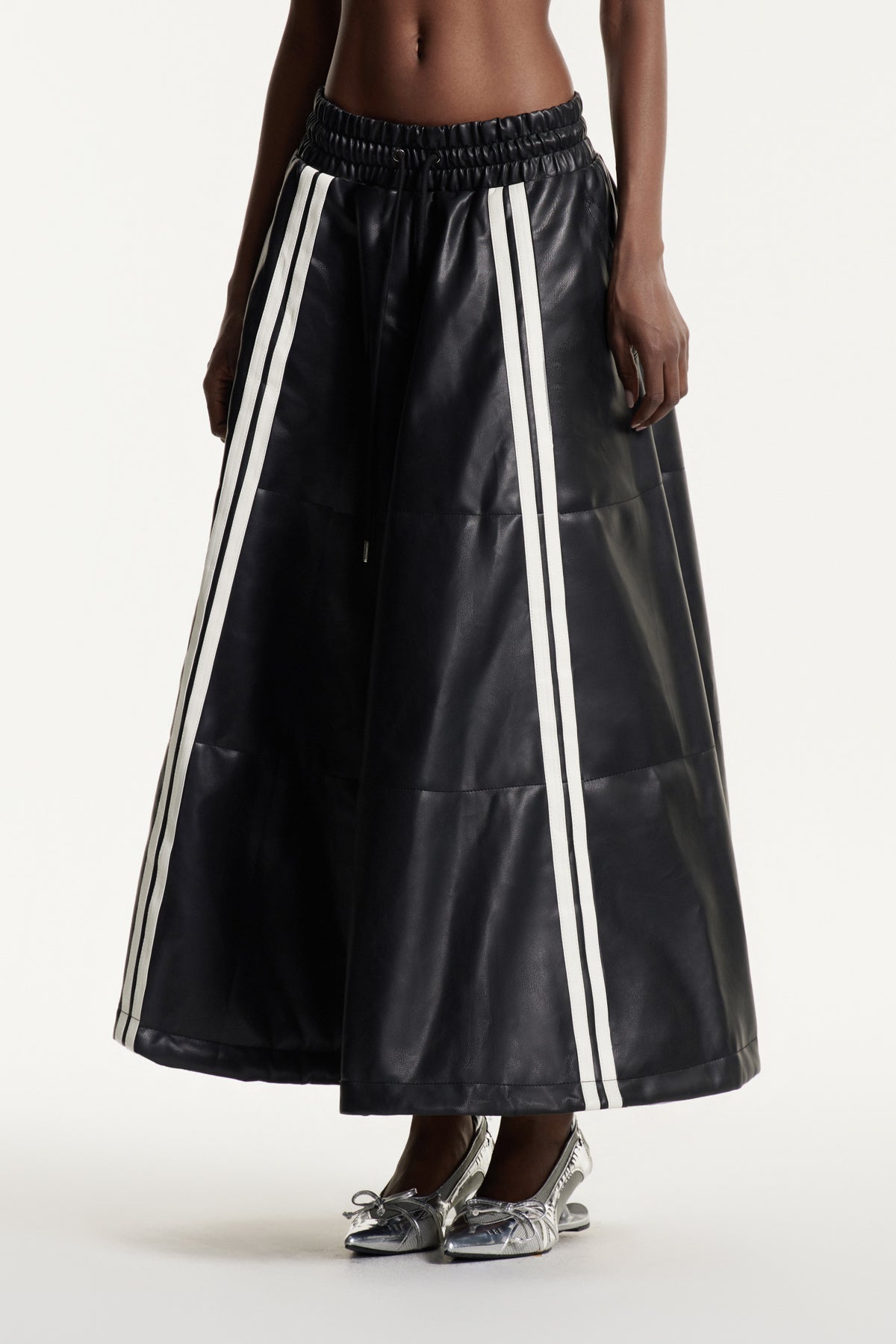 Eeva Stripe Leather Maxi Skirt