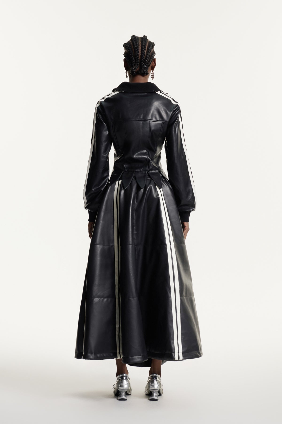 Eeva Stripe Leather Maxi Skirt