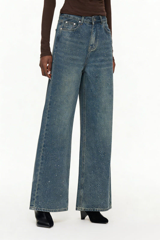 Eidel Rhinestone Jeans In Dark Blue