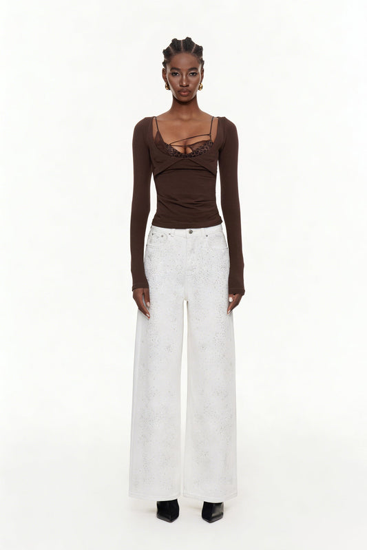 Eidel Rhinestone Jeans In White