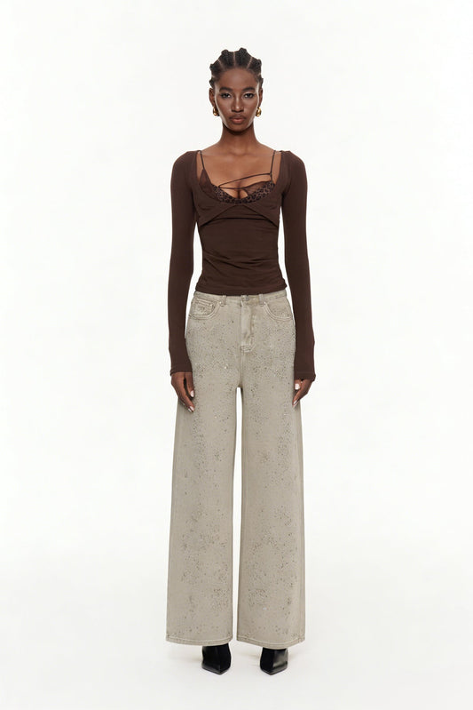 Eidel Rhinestone Jeans In Grey