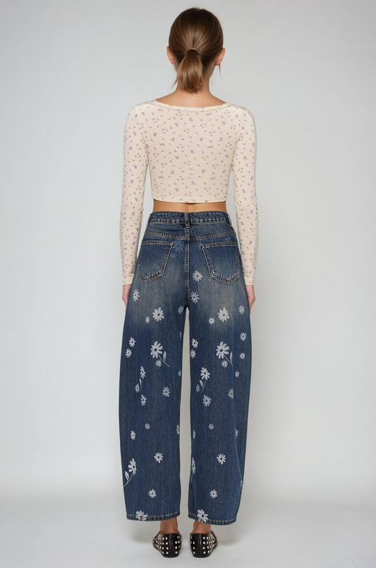 Eir Floral Barrel Jeans