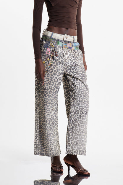 Ekkehardt Bleached Leopard Print Jeans