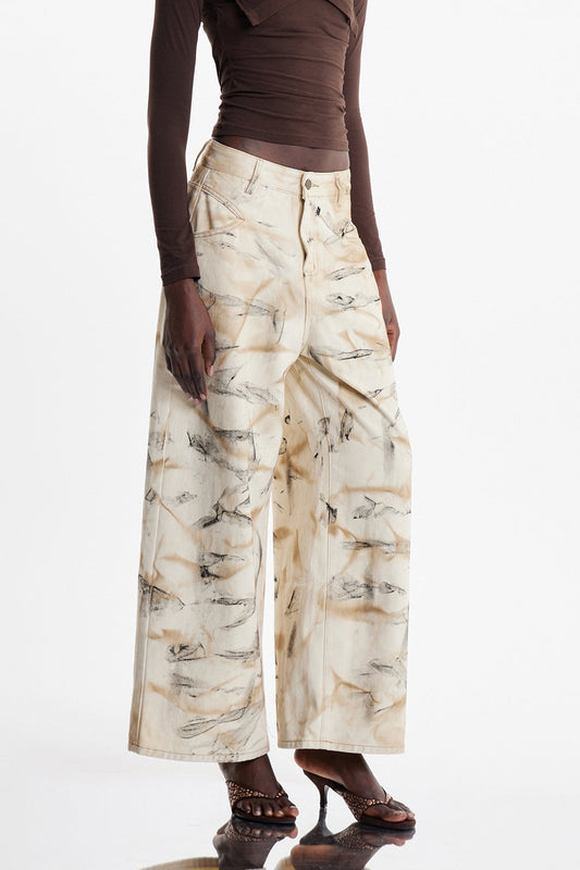 Eko Asymmetric Print Jeans