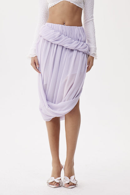 Eleuterio Asymmetric Draped Midi Skirt