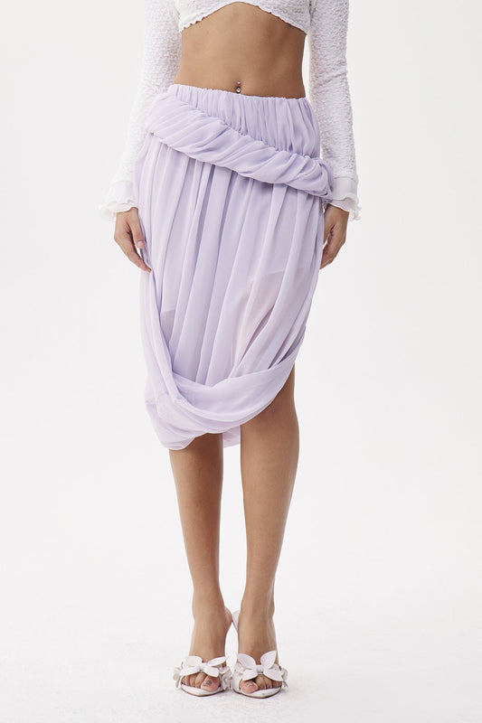 Eleuterio Asymmetric Draped Midi Skirt