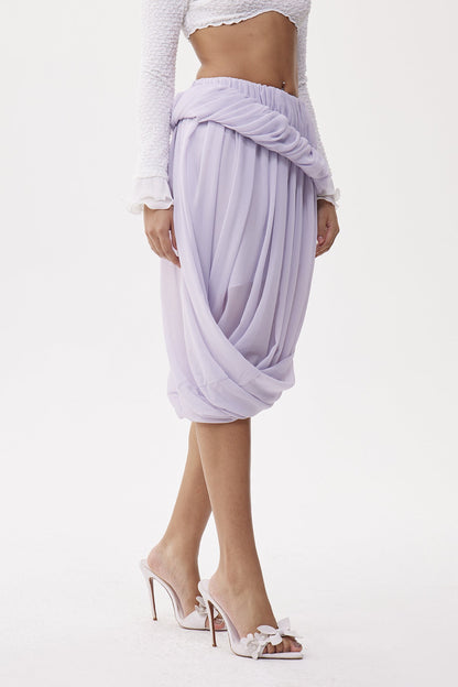 Eleuterio Asymmetric Draped Midi Skirt