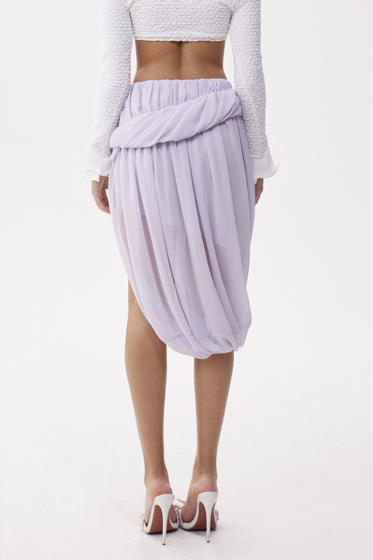 Eleuterio Asymmetric Draped Midi Skirt