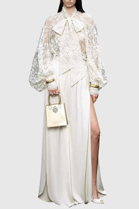 Eliha Lace Bow Top & Pants Matching Set