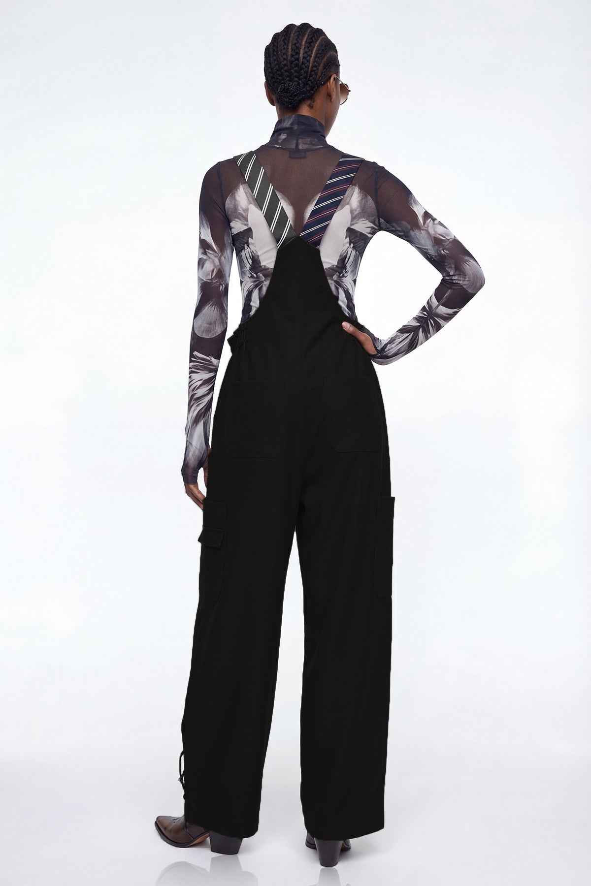 Elisaveta Tie Denim Overalls In Black