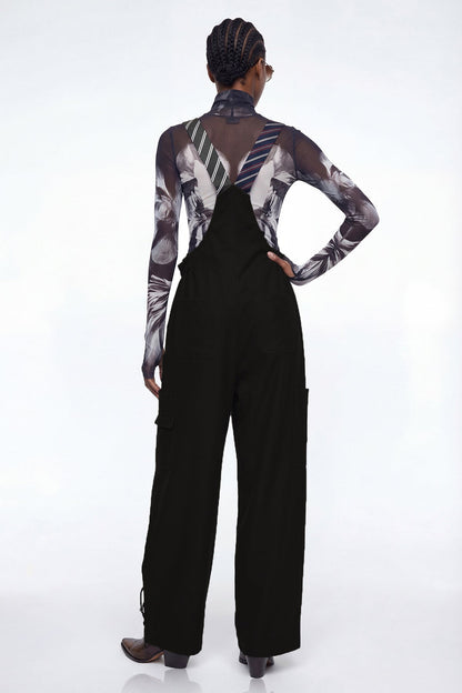 Elisaveta Tie Denim Overalls In Black