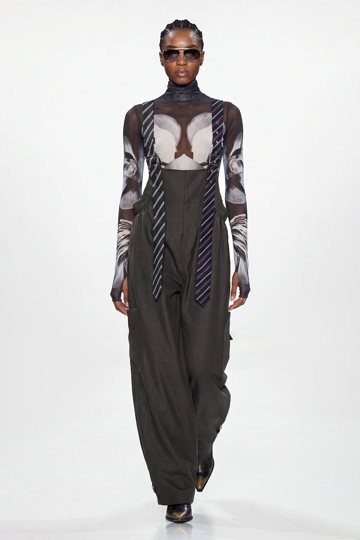 Elisaveta Tie Denim Overalls In Green