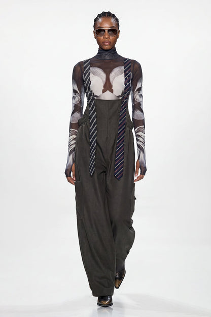 Elisaveta Tie Denim Overalls In Green