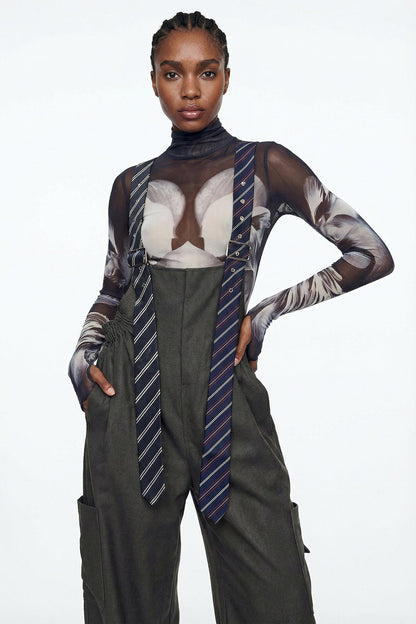 Elisaveta Tie Denim Overalls In Green