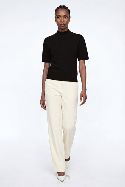 Elisha High Neck Knit T Shirt In Black