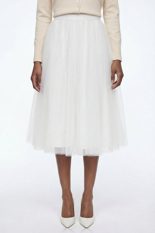 Elita Mesh Puffy Midi Skirt