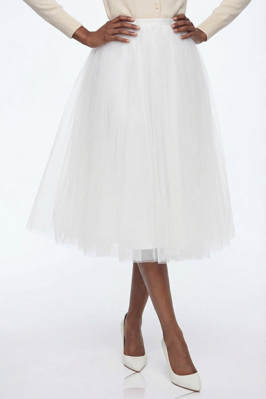 Elita Mesh Puffy Midi Skirt