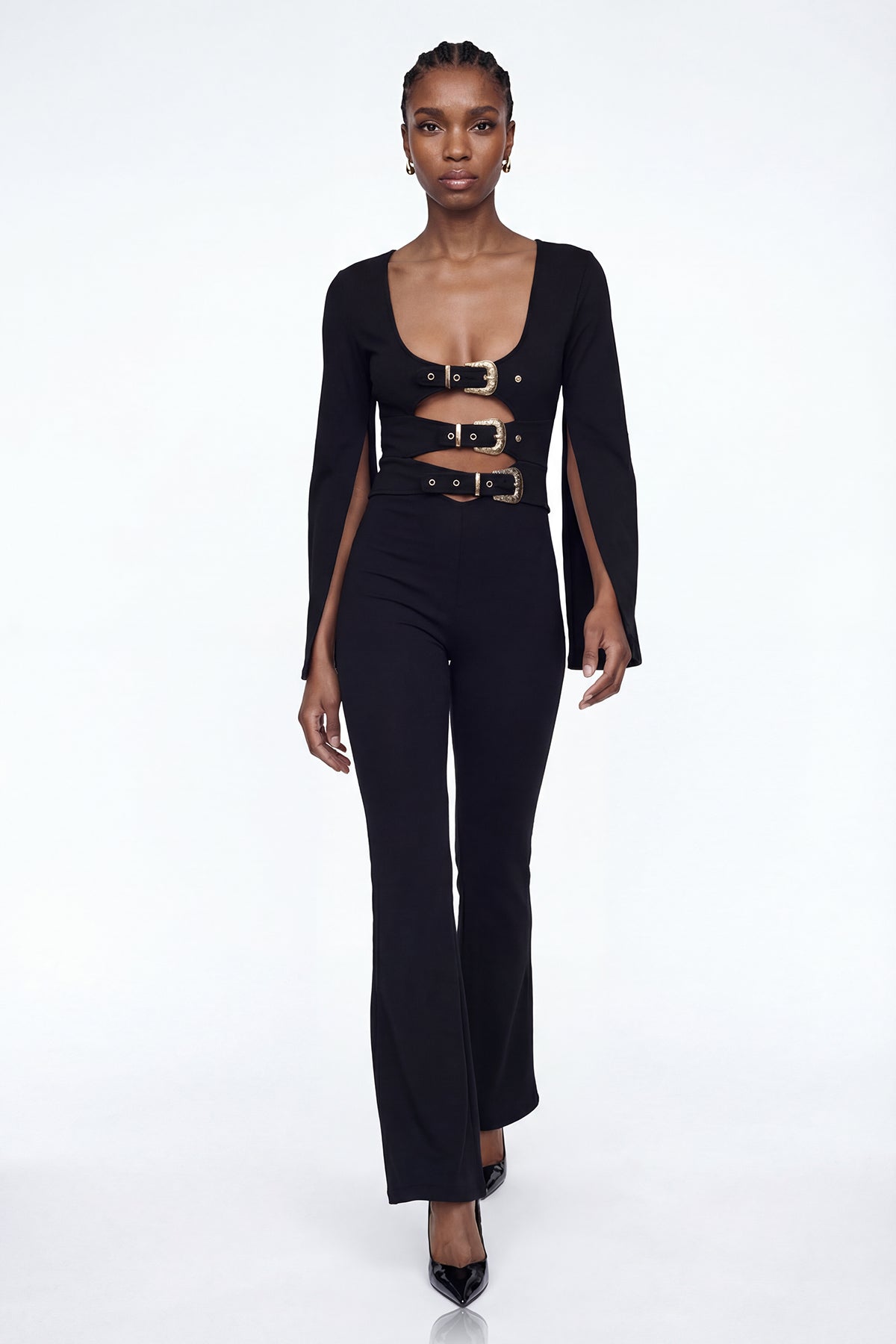 Elizabeth Cape Sleeve Cutout Jumpsuit