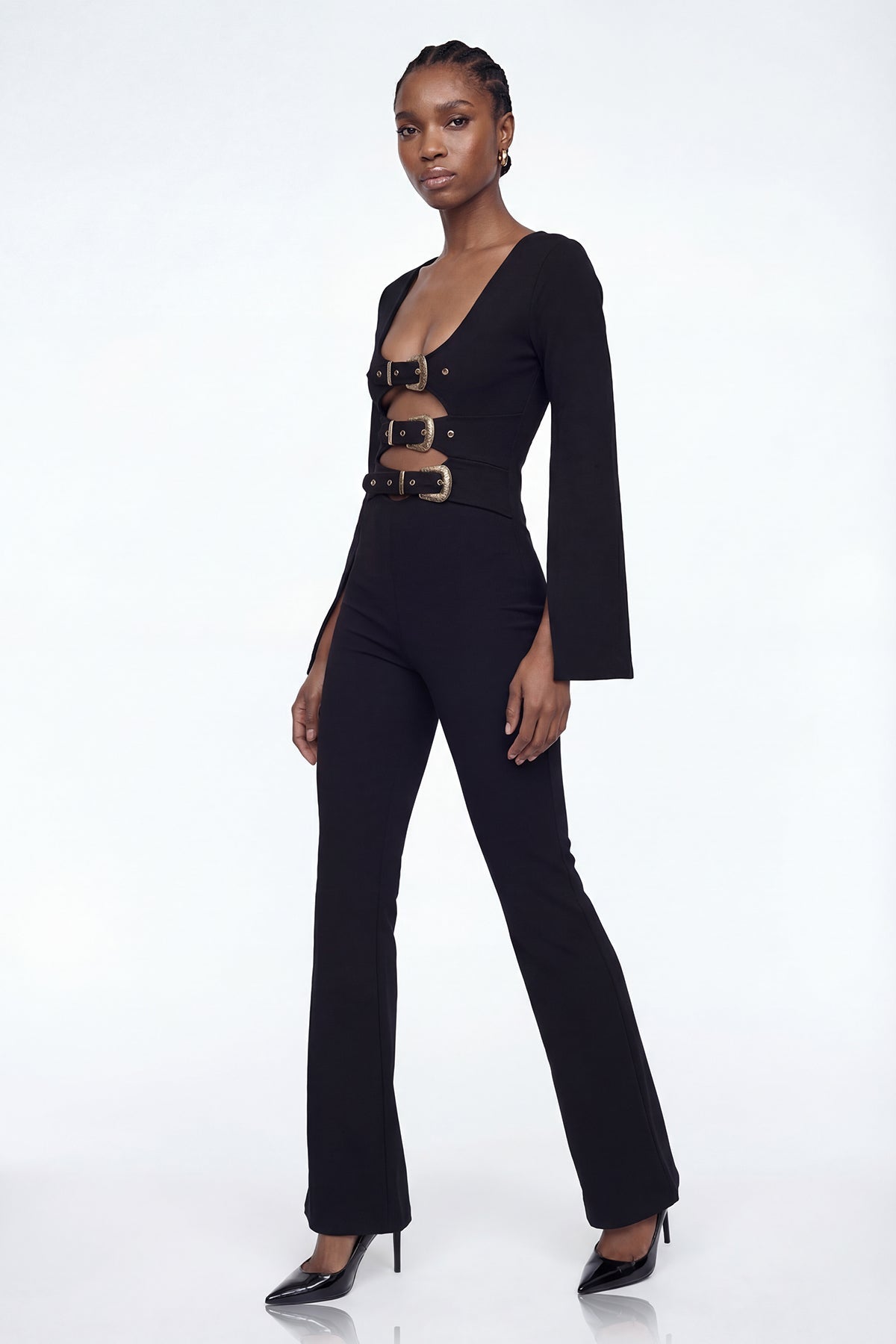 Elizabeth Cape Sleeve Cutout Jumpsuit