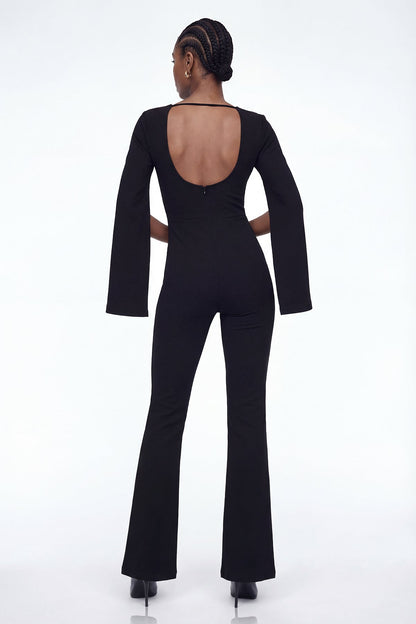 Elizabeth Cape Sleeve Cutout Jumpsuit