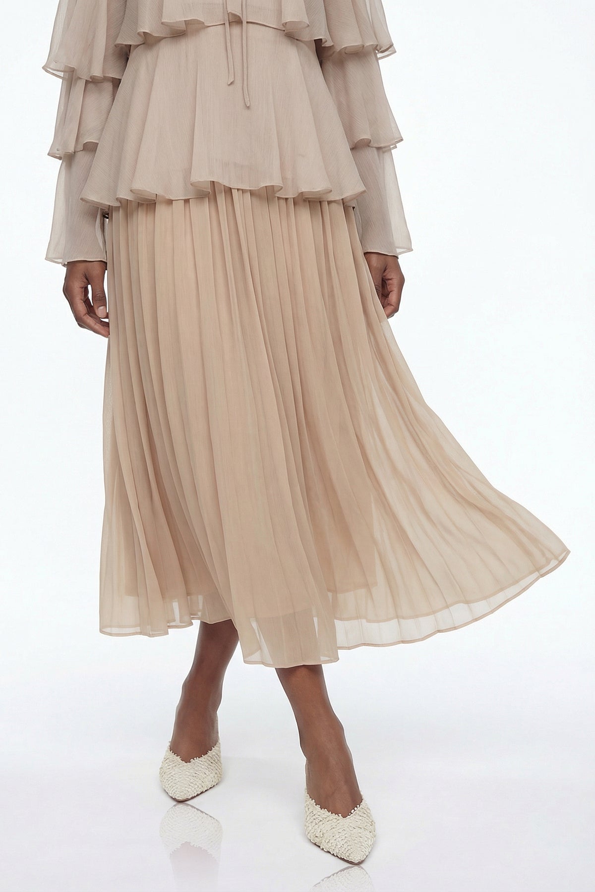 Elizaveta Ruffle Ruch Maxi Skirt