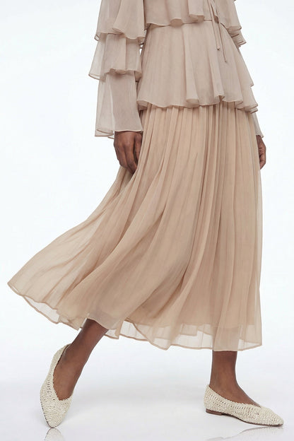 Elizaveta Ruffle Ruch Maxi Skirt