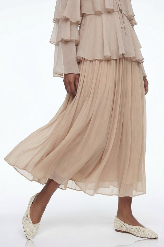 Elizaveta Ruffle Ruch Maxi Skirt