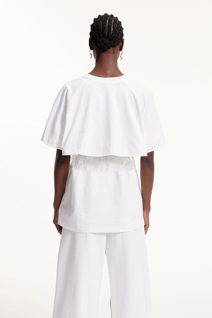 Elliott Lace Cutout T Shirt In White