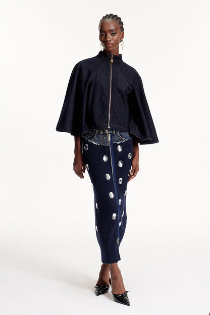 Elpidio Crystal Deconstruct Knit Maxi Skirt