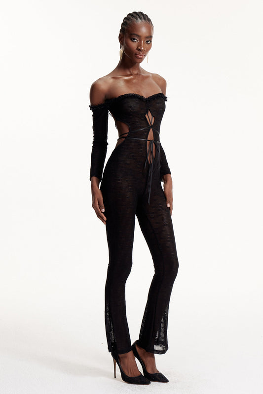 Elsabeth Off Shoulder Lace Cutout Jumpsuit