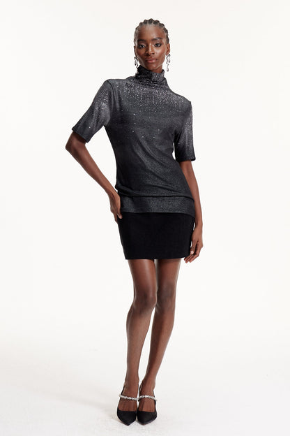 Elvi Glitter Rhinestone T Shirt