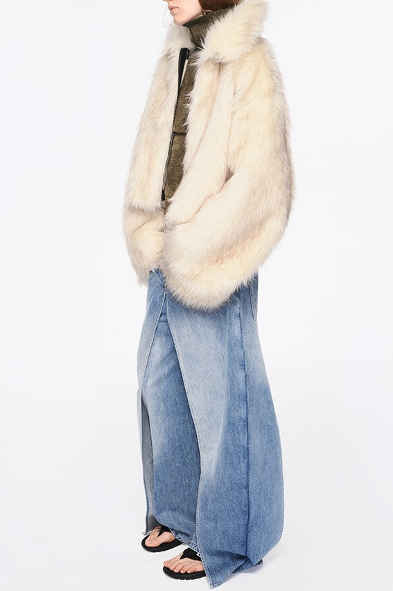 Emely Deconstructed Fake Two-piece Jeans - Blue