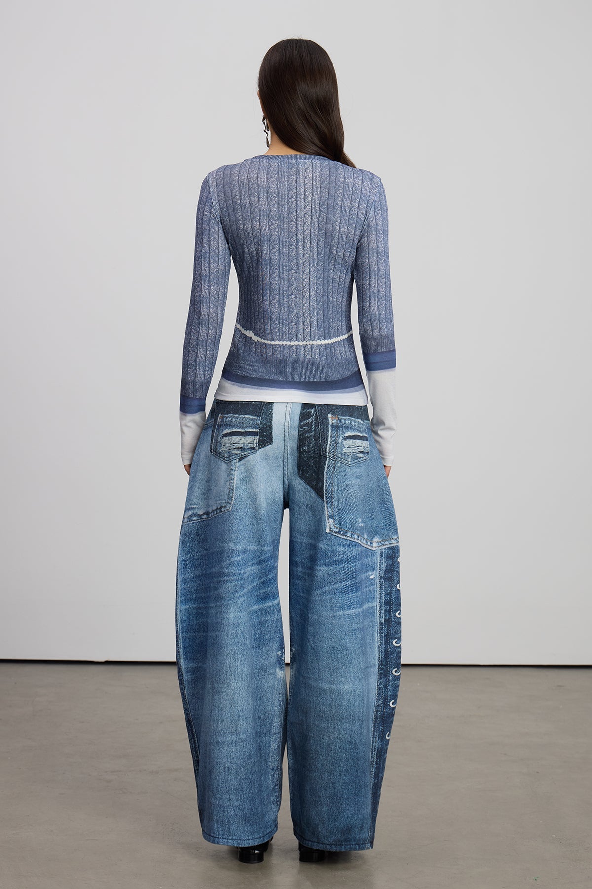 Emerald Print Barrel Jeans