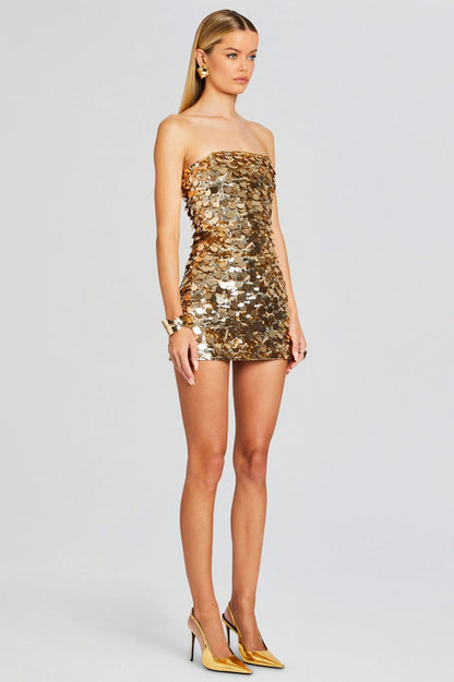 Emerson Strapless Sequin Mini Dress - Gold