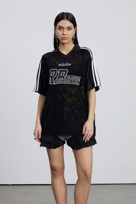 Emilija Stripe Lace T Shirt