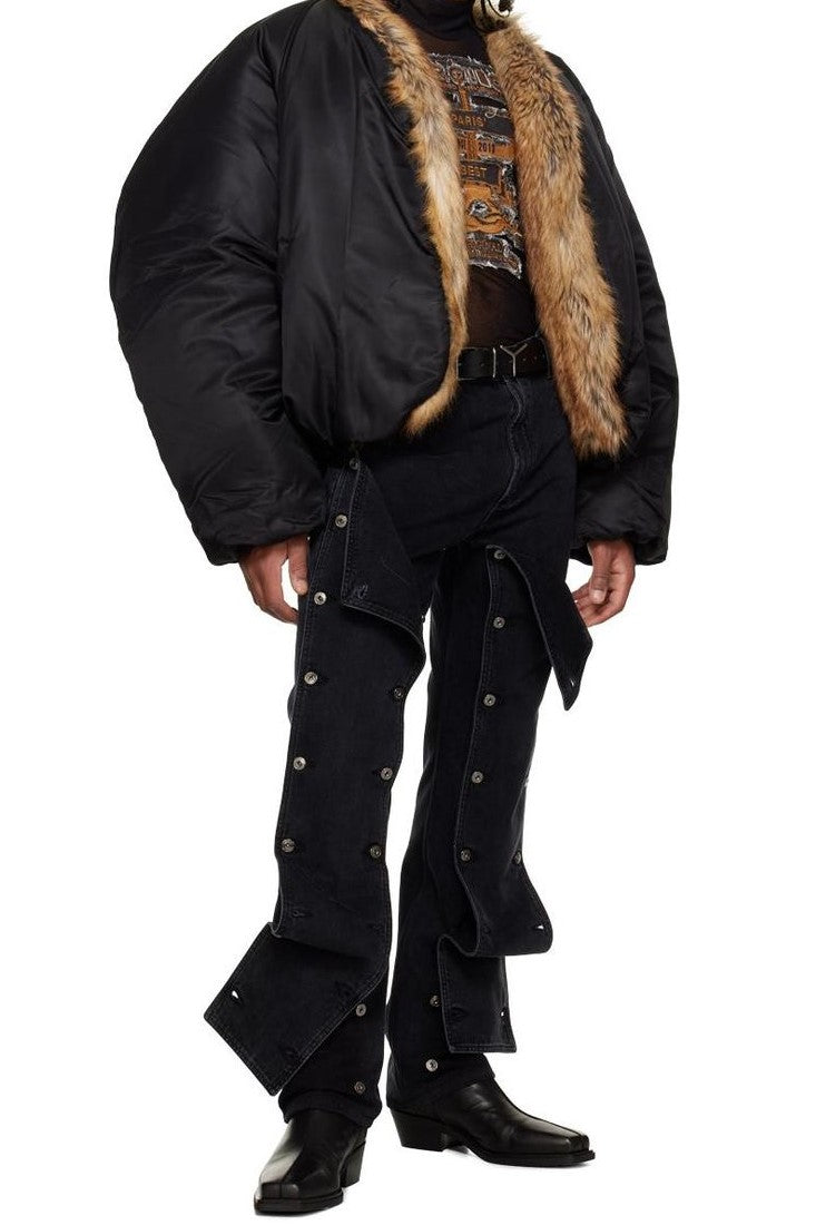 Emmalyn Patchwork Button Jeans - Black