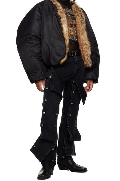 Emmalyn Patchwork Button Jeans - Black